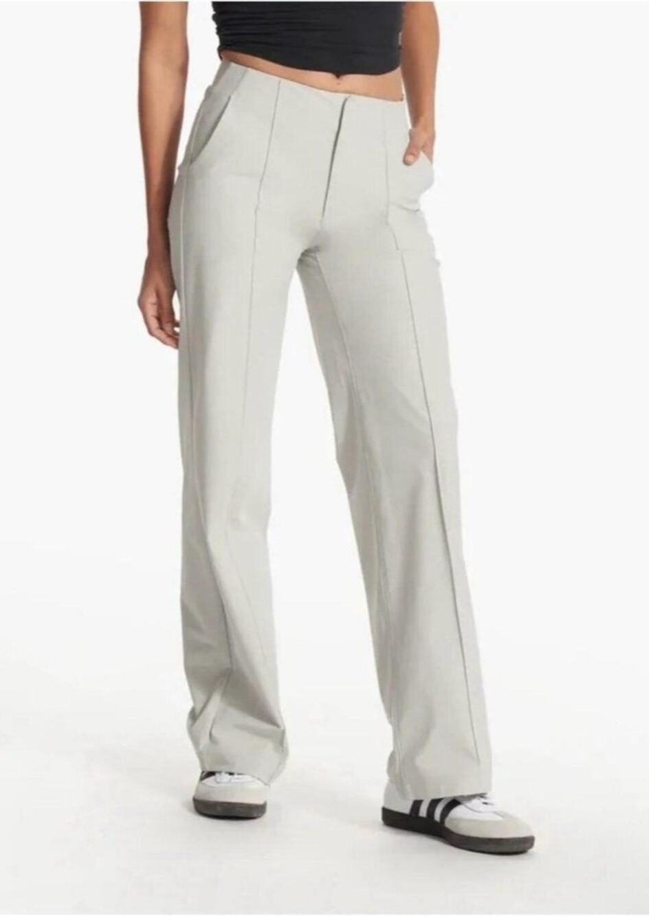 Vuori Women's Meta WideLeg Trousers Vapor Light Gray Size Large Pintuck Work